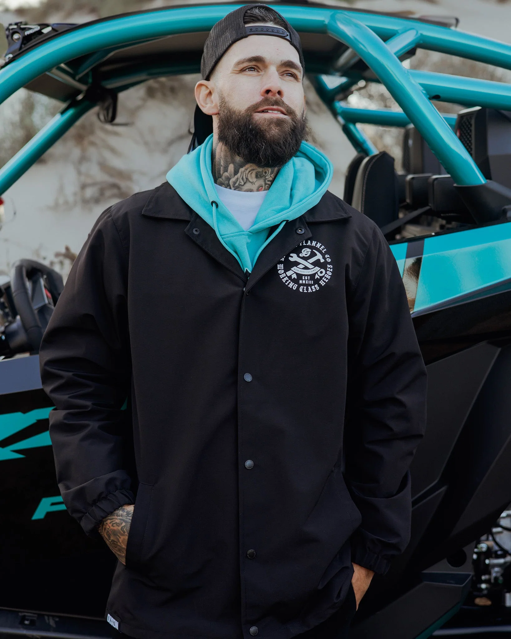 White Working Class Coaches Jacket - Black - Image 4