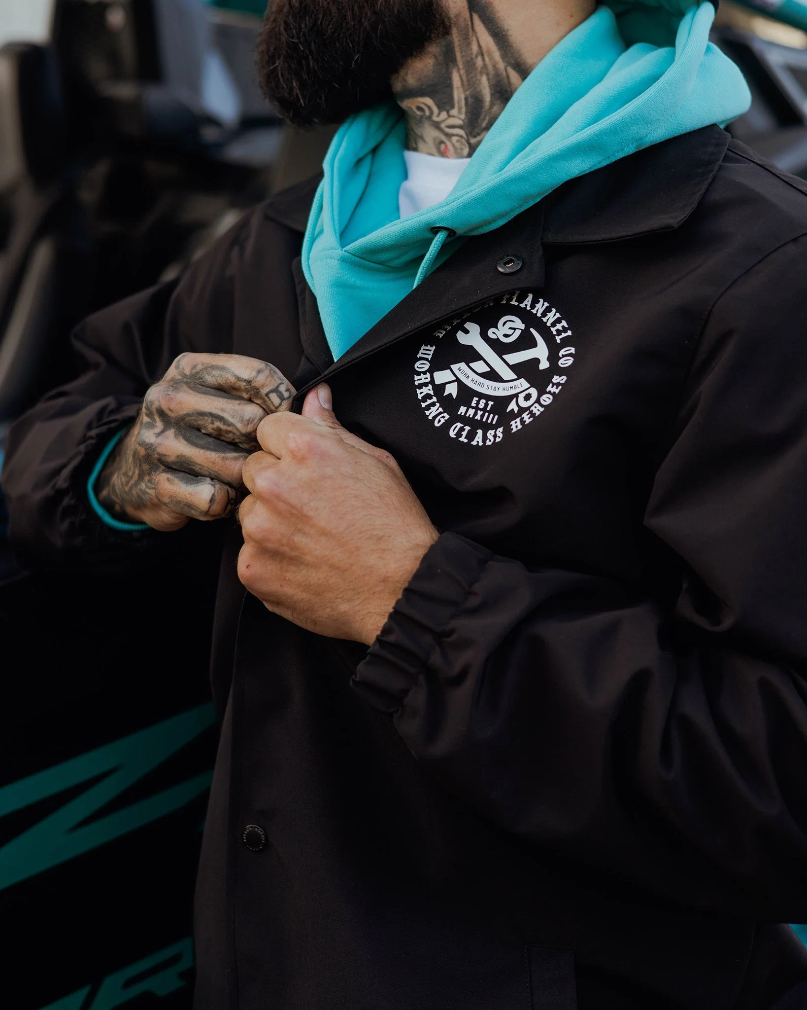 White Working Class Coaches Jacket - Black - Image 5