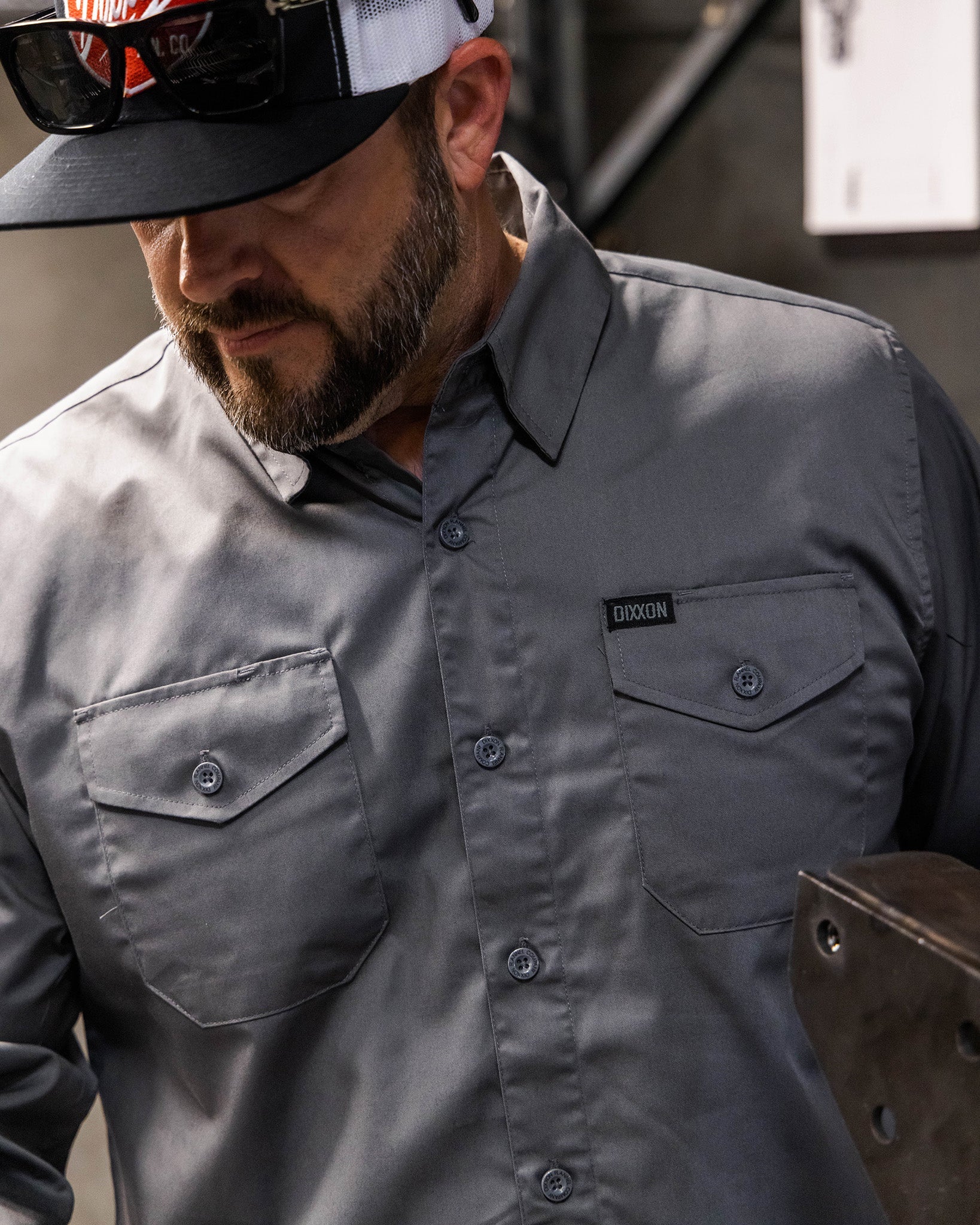WorkForce Long Sleeve Work Shirt - Charcoal - Image 4