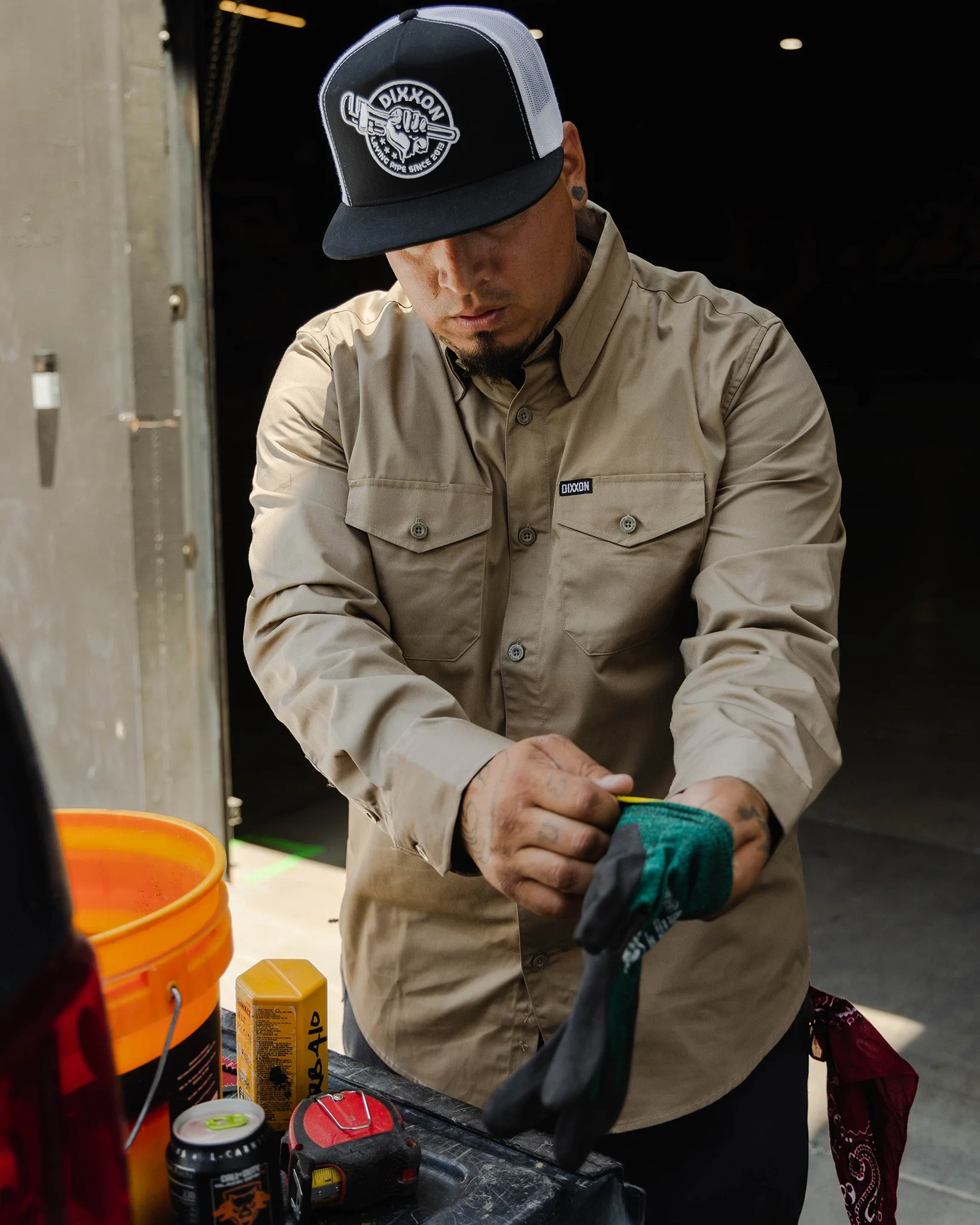WorkForce Long Sleeve Work Shirt - Khaki - Image 5